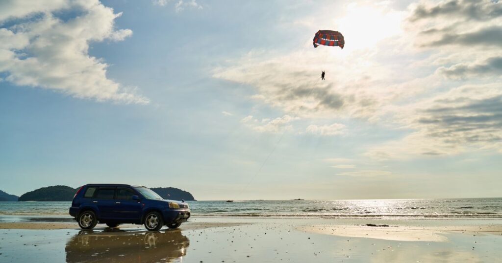 car on beach liberia costa rica